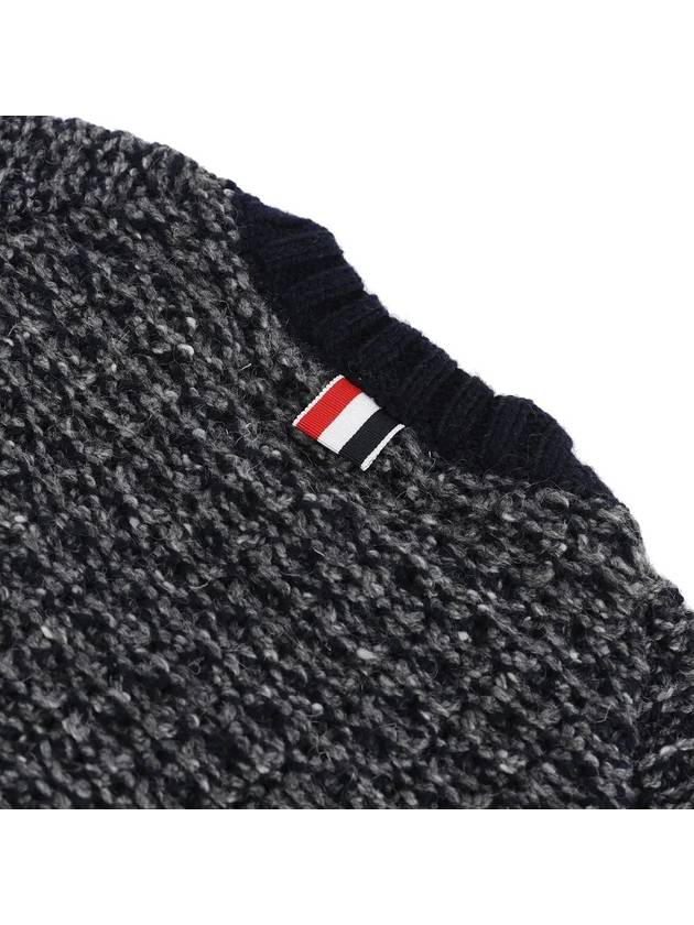 Tuck Stitch Raglan Sleeve Crew Neck Knit Top Navy - THOM BROWNE - BALAAN 5