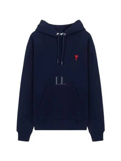 Small Heart Logo Cotton Hoodie Blue - AMI - BALAAN 2