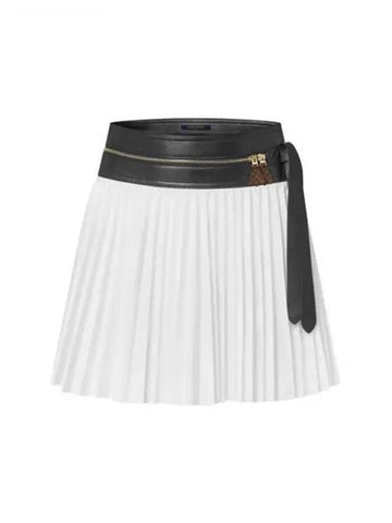 Leather Waist Pleated Mini Skirt 1AFUP7 - LOUIS VUITTON - BALAAN 1