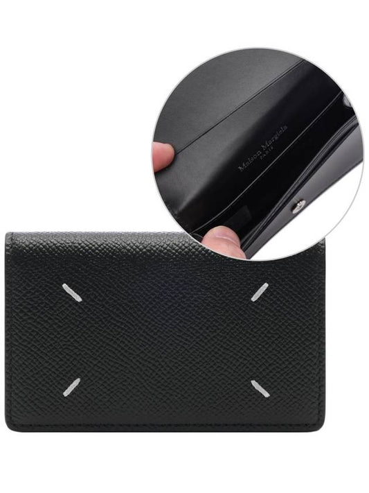 Stitched Leather Card Wallet Black - MAISON MARGIELA - BALAAN 2