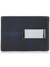 Check Print Money Clip Card Wallet Navy - BURBERRY - BALAAN 4