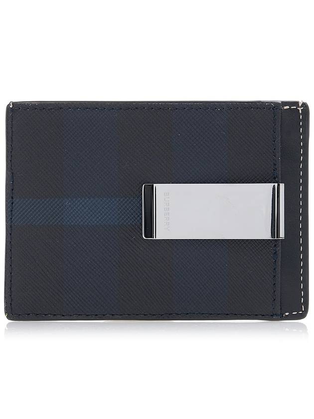 Check Print Money Clip Card Wallet Navy - BURBERRY - BALAAN 4