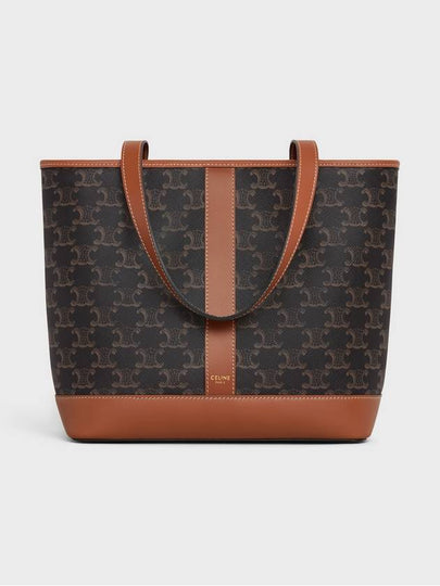 Triomphe Canvas Calfskin Tote Bag Brown Black - CELINE - BALAAN 2