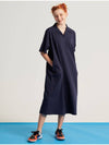 MET Natural Collar Long Dress Navy - METAPHER - BALAAN 7