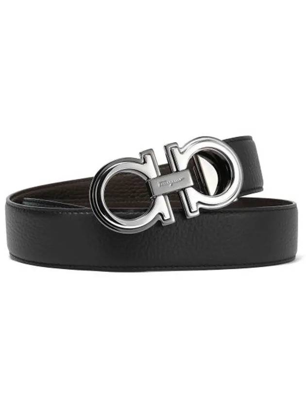 Men's Gancini Reversible Leather Belt Black - SALVATORE FERRAGAMO - BALAAN 3