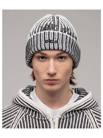 M Crusader Rib Beanie Black White - 032C - BALAAN 1