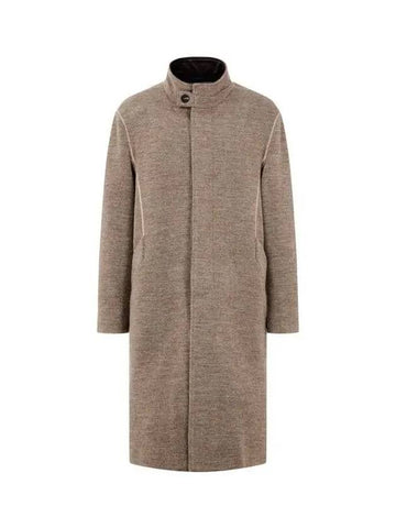 Men s Stretch Wool Hidden Button Up Coat Melange Beige - EMPORIO ARMANI - BALAAN 1