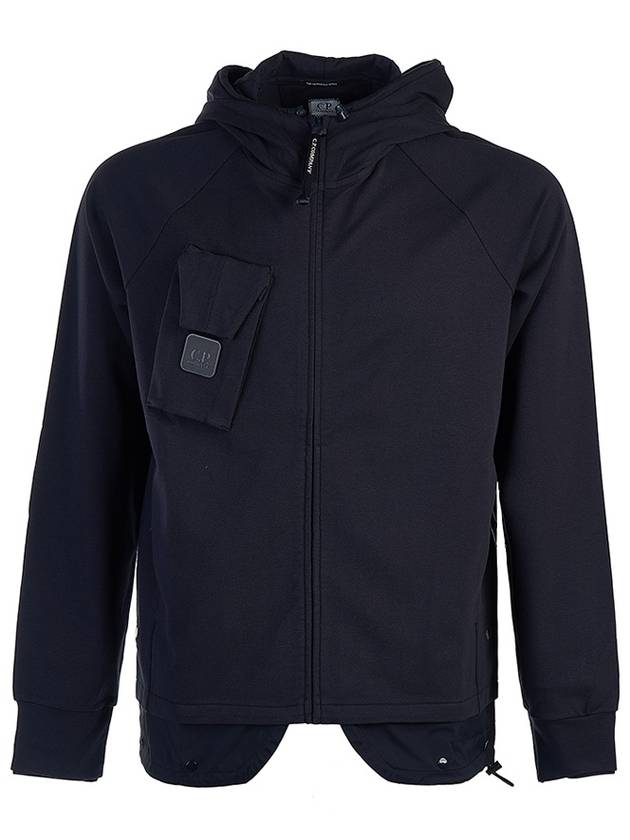 Metropolis Series Stretch Fleece Mixed Zip Up Hoodie Navy - CP COMPANY - BALAAN 5