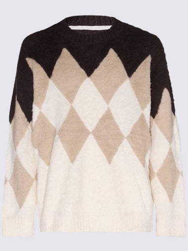 Sacai Brown Cotton Check Sweater - SACAI - BALAAN 1