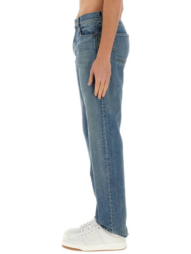 Cotton Straight Leg Jeans Blue - SAINT LAURENT - BALAAN 5