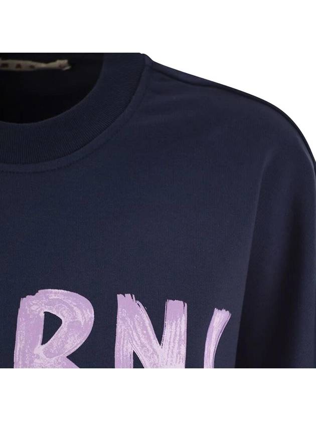 Logo Print Cotton Sweatshirt Blue - MARNI - BALAAN 4