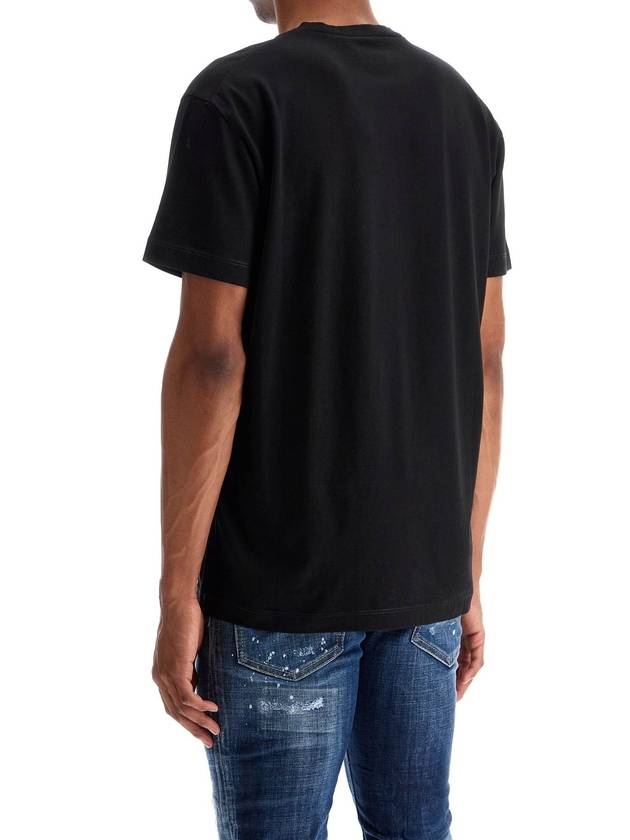 men's black cotton t-shirt with red logo - DSQUARED2 - BALAAN 3