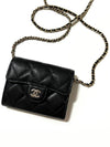 Classic Gold Hardware Grained Calfskin Chain Wallet  Black - CHANEL - BALAAN 5