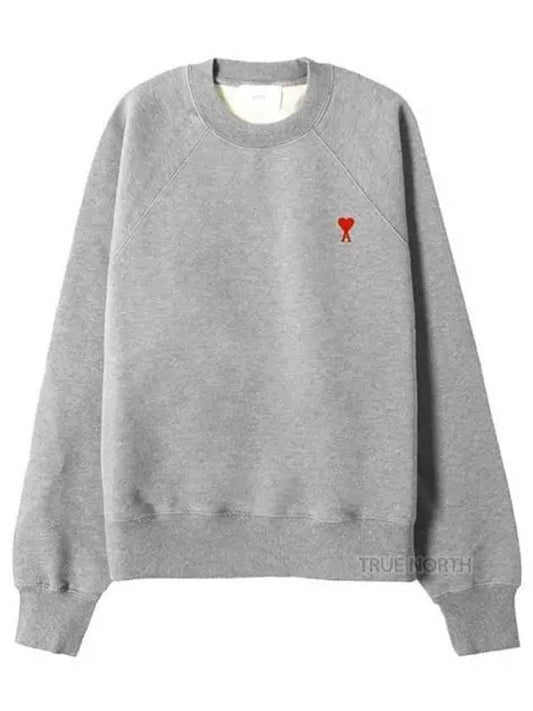 Cotton Heart Logo Sweatshirt Grey - AMI - BALAAN 2