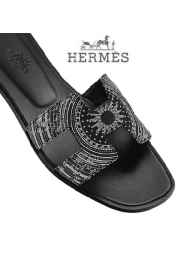 Oran Calfskin Sandals Noir Blanc - HERMES - BALAAN 2