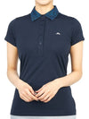 Women's Collar CARA Polo Short Sleeve T-Shirt Navy - J.LINDEBERG - BALAAN 6