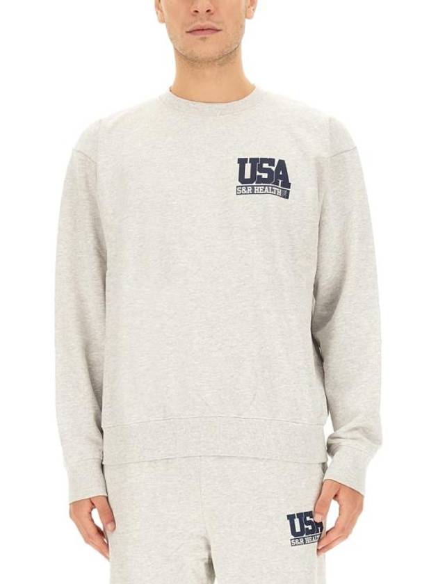 Logo Detail Crew Neck Cotton Sweatshirt Grey - SPORTY & RICH - BALAAN 1