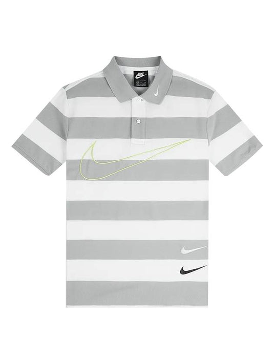 Sportswear Double Swoosh Stripe PK Shirt Gray White - NIKE - BALAAN.