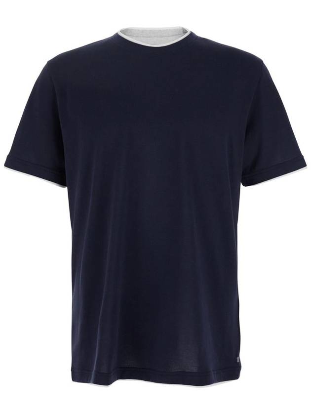 Black Crewneck T-Shirt With Layered Collar In Cotton Man - ELEVENTY MILANO - BALAAN 1