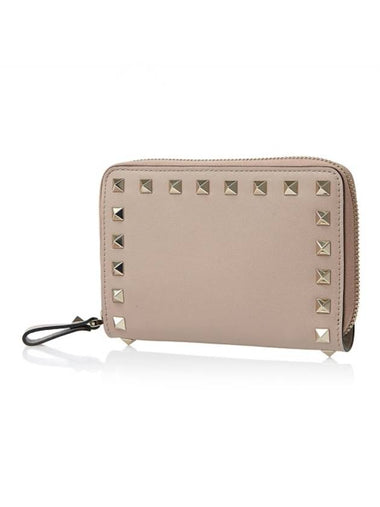 Rockstud Coin Zipper Medium Wallet Pink - VALENTINO - BALAAN 1