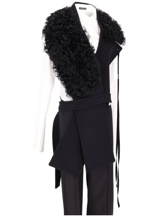 MANON ASYMMETRIC PLASTRON WITH FUR COLLAR BEAVER - ANN DEMEULEMEESTER - BALAAN 3