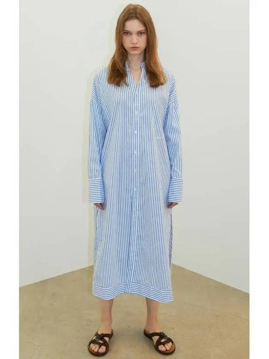 VIS A COTTON POPLIN STRIPE SHIRT DRESS LT BLUE light - VIS A VIS - BALAAN 1