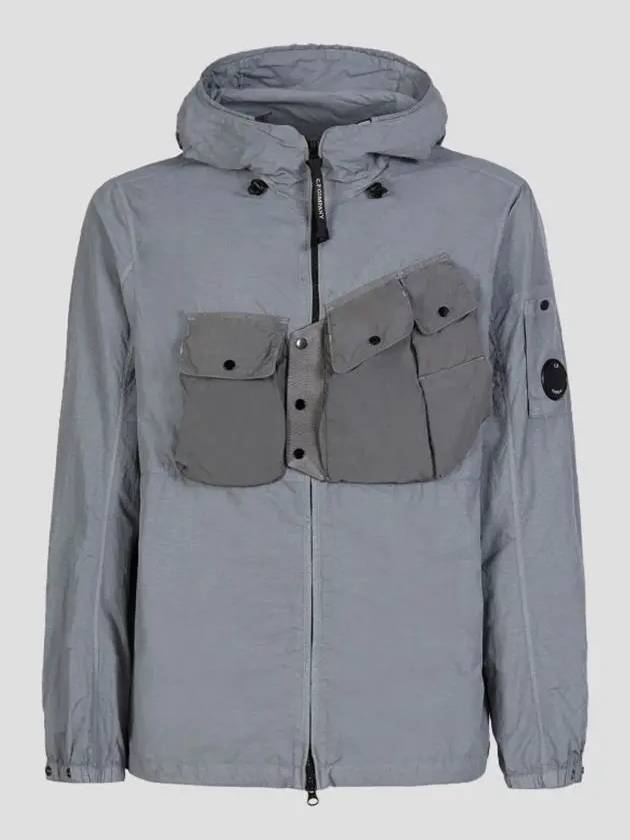Men's Lens Pocket Hooded Jacket Griffin Gray - CP COMPANY - BALAAN.