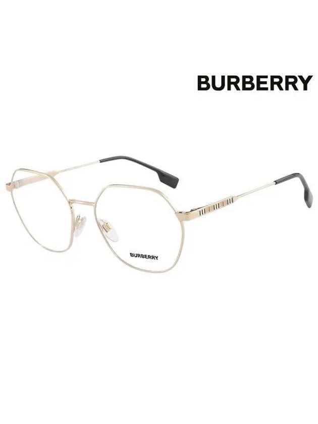 Eyewear Check Temple Round Frame Eyeglasses Light Gold - BURBERRY - BALAAN 2