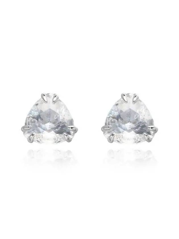 Matrix Trilliant Cut Stud Earrings White Silver - SWAROVSKI - BALAAN 3