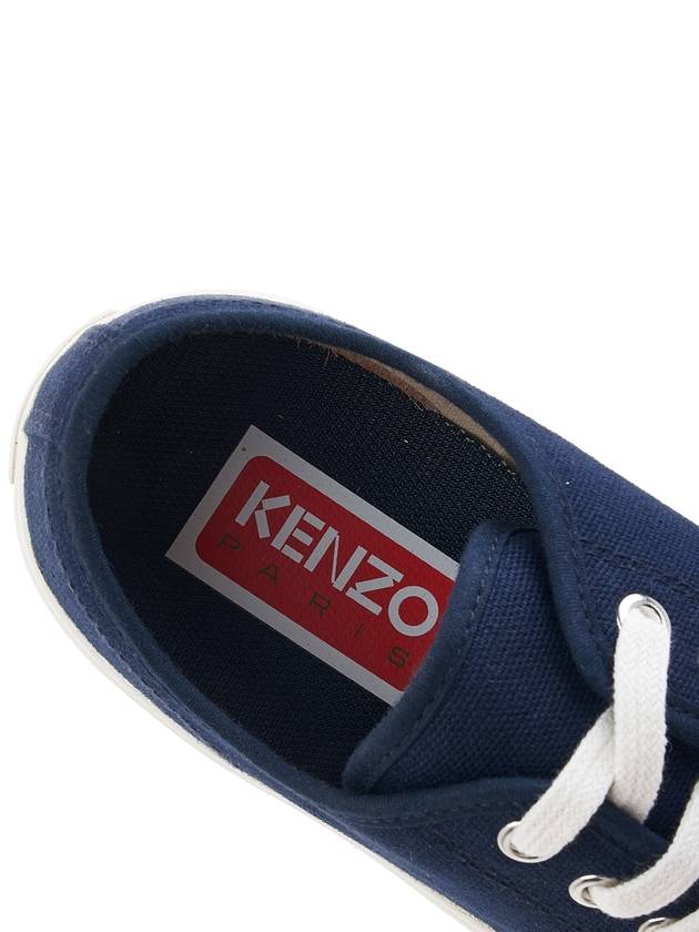 Lace Up Canvas Low Top Sneakers Blue - KENZO - BALAAN 8