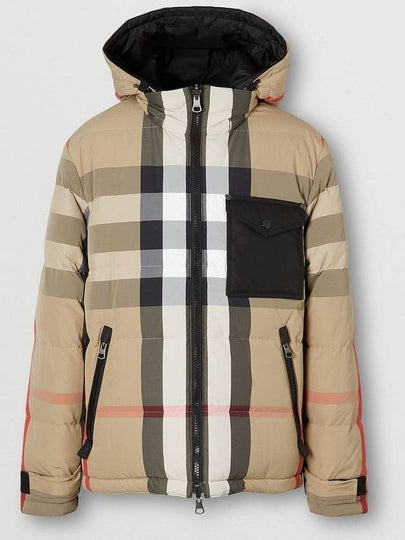 Reversible Check Nylon Down Padding Beige - BURBERRY - BALAAN 2