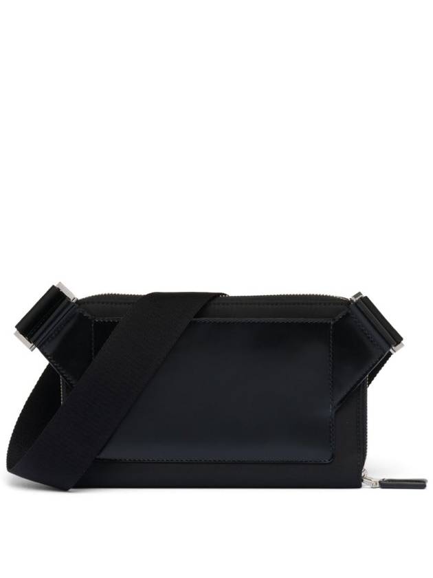 Triangle Logo Brushed Leather Shoulder Bag Black - PRADA - BALAAN 3