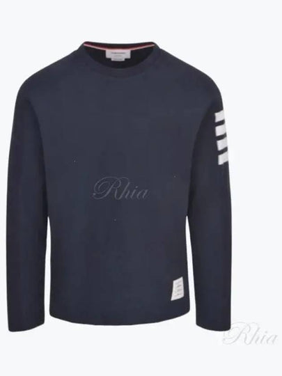 4-Bar Striped Cotton Long Sleeve T-Shirt Navy - THOM BROWNE - BALAAN 2