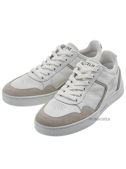 CT 10 Trainer Lace Up Suede Calfskin Low Top Sneakers White - CELINE - BALAAN 2