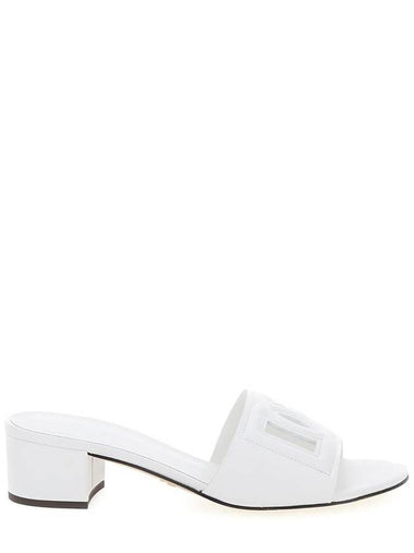 White Mules With Low Heel And Dg Millennials Detail In Smooth Leather Woman - DOLCE&GABBANA - BALAAN 1