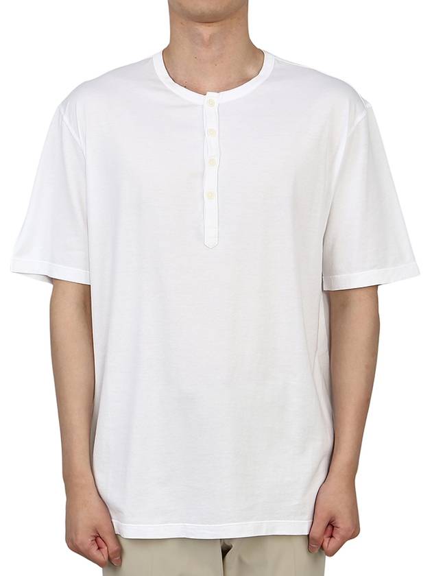 Men's Henry Neck Cotton Short Sleeve T-Shirt White - TEN C - BALAAN 4