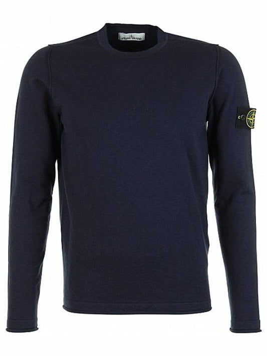 Wappen Patch Crew Neck Knit Top Navy - STONE ISLAND - BALAAN 2