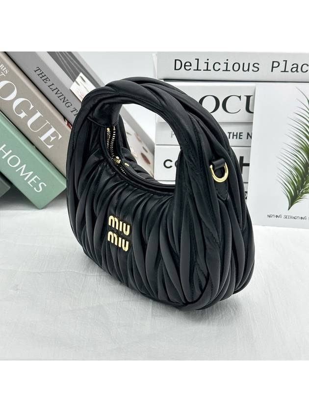 Wander Matelasse Nappa Leather Hobo Mini Bag Black - MIU MIU - BALAAN 4