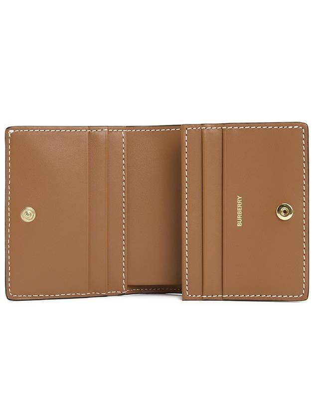 Check Small Leather Half Wallet Beige - BURBERRY - BALAAN 5