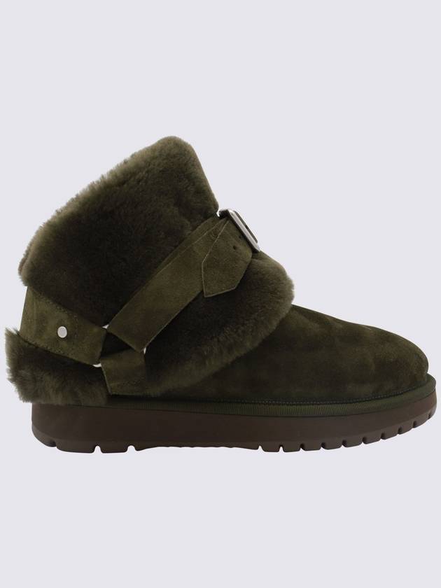 Burberry Shearling Collar Suede Chavi Middle Boots Green - BURBERRY - BALAAN 2