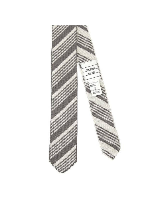Striped Silk Tie Light Grey - THOM BROWNE - BALAAN 1