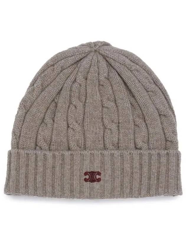 Triomphe Cable Knit Beanie Light Taupe - CELINE - BALAAN 2