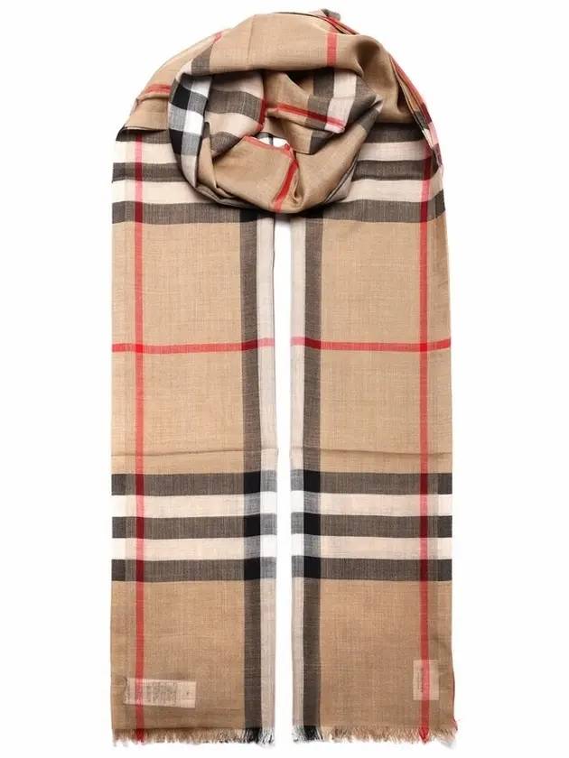 Light Check Wool Silk Scarf Beige - BURBERRY - BALAAN 1