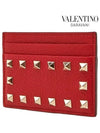 Rock Stud Card Wallet Red - VALENTINO - BALAAN 3