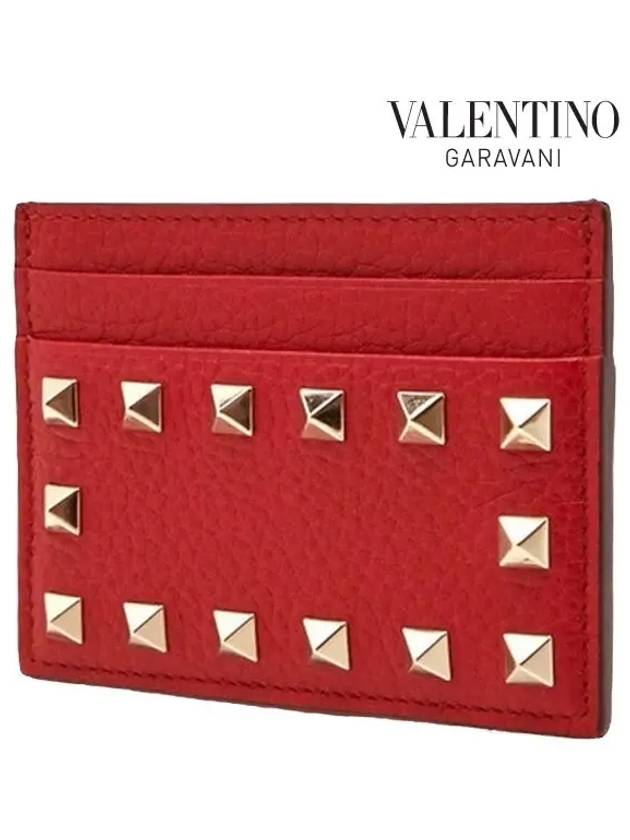 Rockstud Card Wallet Red - VALENTINO - BALAAN.