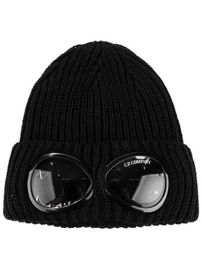 Extra Fine Merino Wool Goggle Beanie Black - CP COMPANY - BALAAN 2