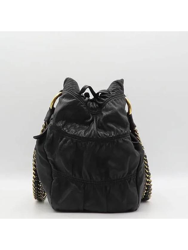 BR4105 TESSUTO GAUFRE Black Gold Logo Shoulder Bag - PRADA - BALAAN 3