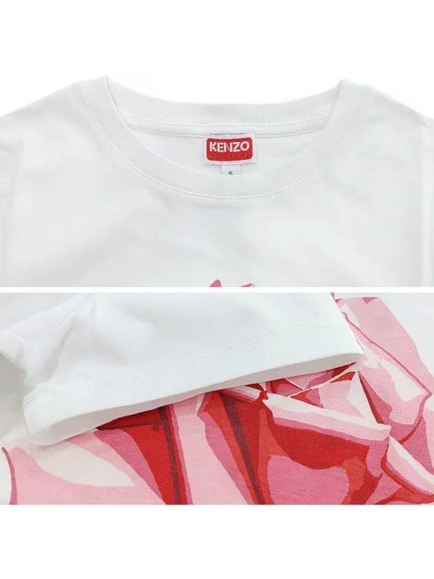 Rose Classic Cotton Short Sleeve T-Shirt White - KENZO - BALAAN 3