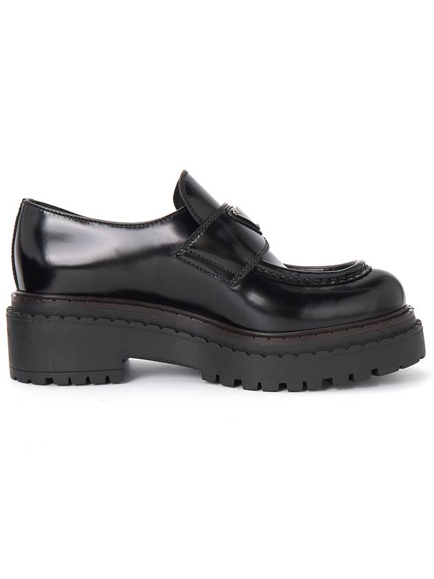 Logo Leather Loafers Black - PRADA - BALAAN 5