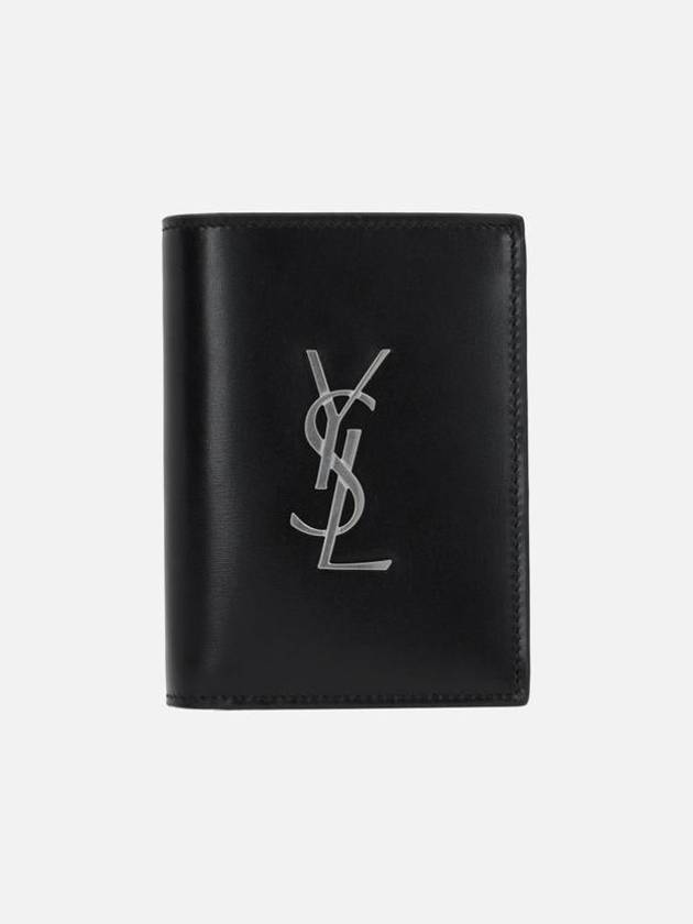 Men's Silver Monogram Fold Half Wallet Black - SAINT LAURENT - BALAAN 2